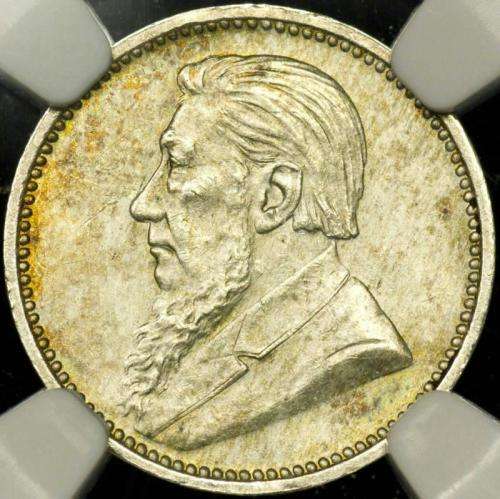 1893 ZAR Threepence (Tickey // 3d) NGC graded MS62