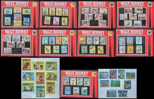 Walt Disney Year of the Child Stamps x 9 Sets PLUS 2 Loose Mint Sets (Lot of 11 Sets!!!) 1979, 1980
