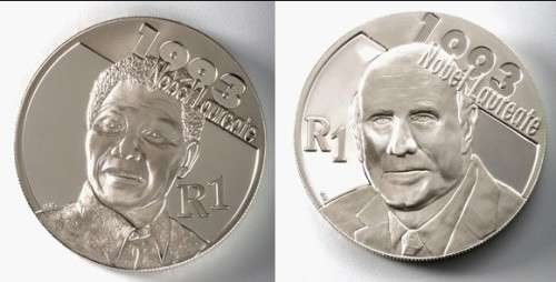 2007 Protea series, Nelson Mandela and de Klerk R1 UNC Sterling Silver coins!!