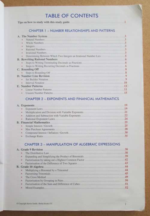 Maths Handbook and Study Guide, Gr 10, Kevin Smith, CAPS Compliant, IEB & National