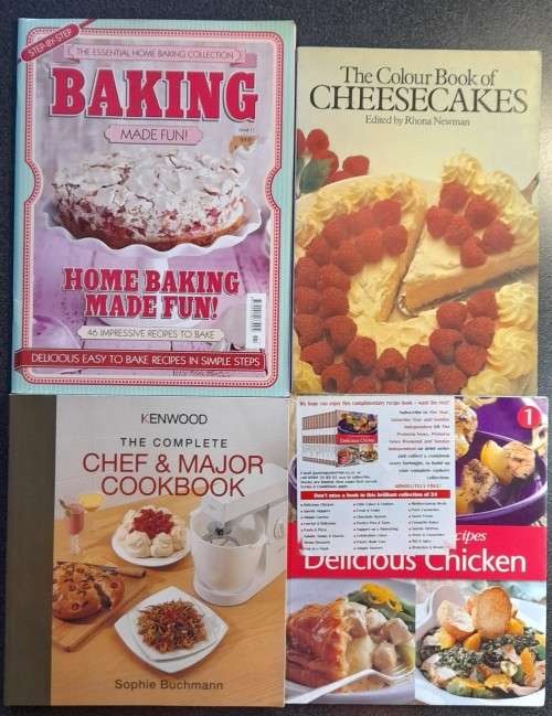 4 Cooking Books: Baking, Cheesecakes, Kenwood Cookbook, Delicious Chicken