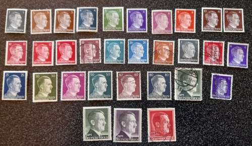 Lot of 31 Stamps, German Empire, Adolf Hitler 49th Anniversary and New Daily Stamps, 1938-1942, WW2