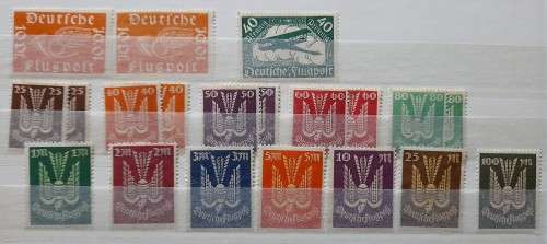 German Empire Airmail Stamps 1919-1923 Lot of 21 Stamps