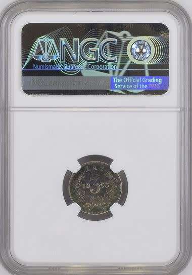 1893 ZAR Threepence (Tickey // 3d) NGC graded AU55