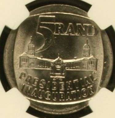 1994 Mandela Presidential Inauguration R5 coins, NGC graded MS62, MS63 and MS64!!
