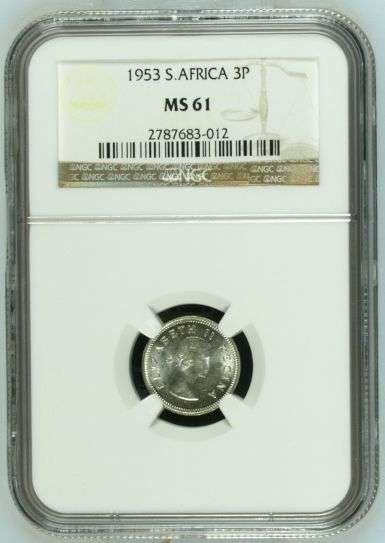 1953 Threepence NGC graded MS61!!