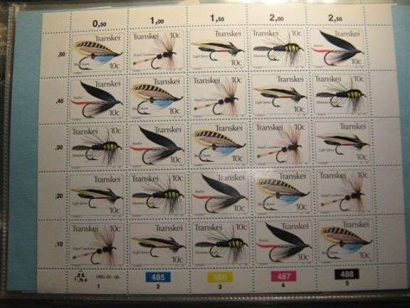 Transkei  Fishing Flies, 3rd series Full sheet of 25 at 20% of cat value!