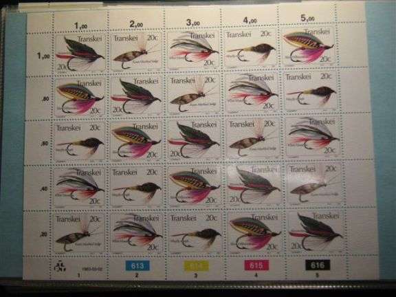Transkei  Fishing Flies, 4th series Full sheet of 25 at 20% of cat value!