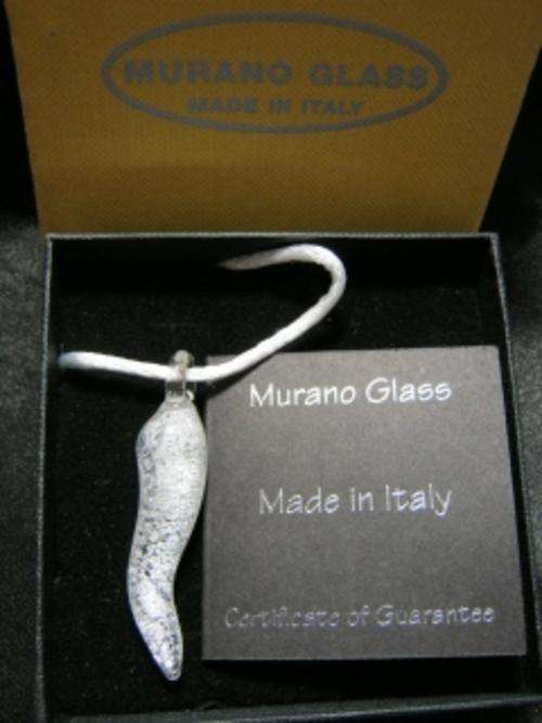 Murano Glass Pendant, Chilly or Good Luck, Hand Made in Italy