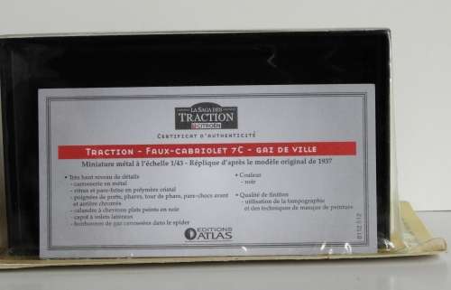 Citroen Traction - Faux - Cabriolet 7C - Gaz de Ville - by Editions Atlas