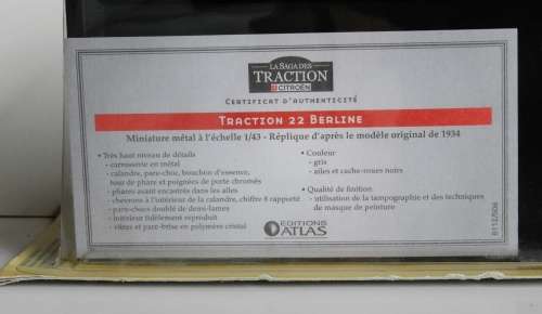 Citroen Traction 22 Berline (1934) 1:43 by Editions Atlas
