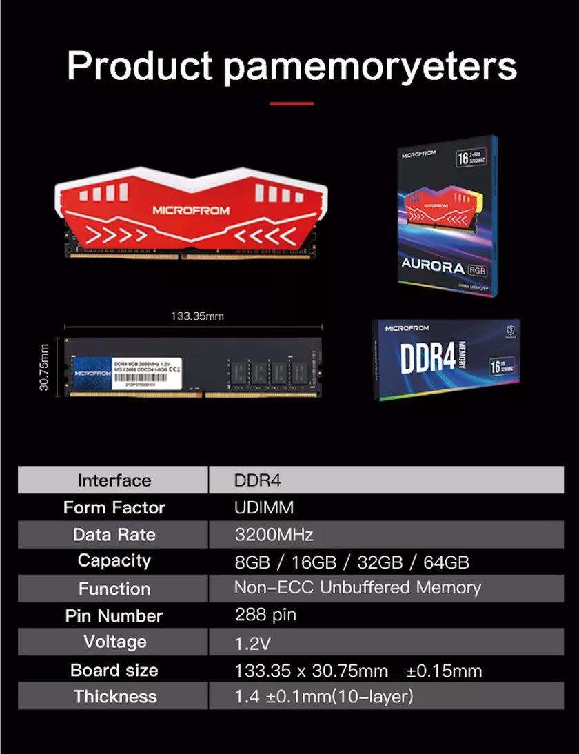 Microform 16GB DDR4 3200Mhz Desktop Gaming RAM Memory (2 x 8GB RGB)