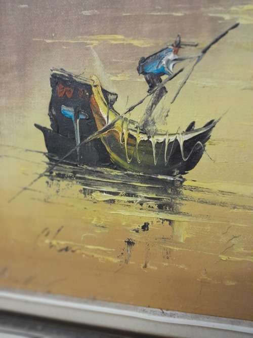 OIL ON BOARD ARTIST  UNRECOGINISED SIGNATURE - 595cm X 445cm - see pictures