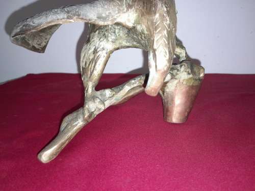 BRASS EAGLE PERCHED ON A BRANCH- 33 CM WINGSPAN