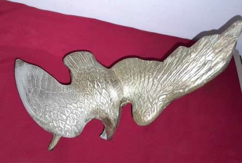 BRASS EAGLE PERCHED ON A BRANCH- 33 CM WINGSPAN