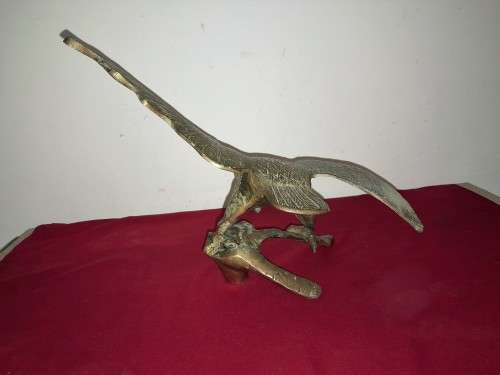 BRASS EAGLE PERCHED ON A BRANCH- 33 CM WINGSPAN