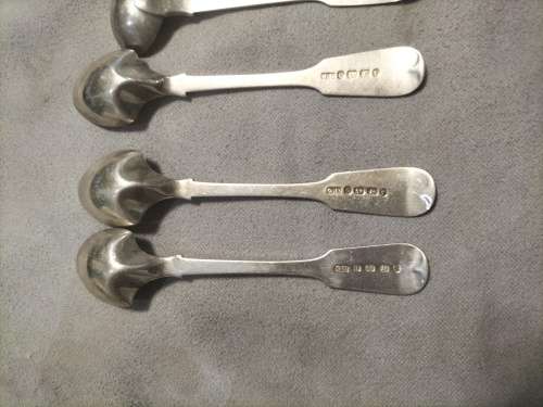 6x sterling silver hallmarks tablespoon,teaspoon,sugerspoon and mustard spoon all for one bid