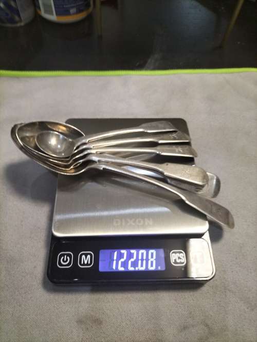 6x sterling silver hallmarks tablespoon,teaspoon,sugerspoon and mustard spoon all for one bid