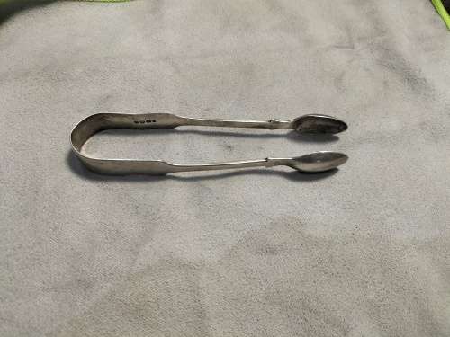 Antique sterling silver hallmark sugar tongs