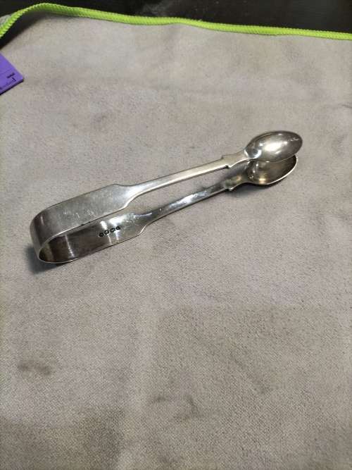 Antique sterling silver hallmark sugar tongs
