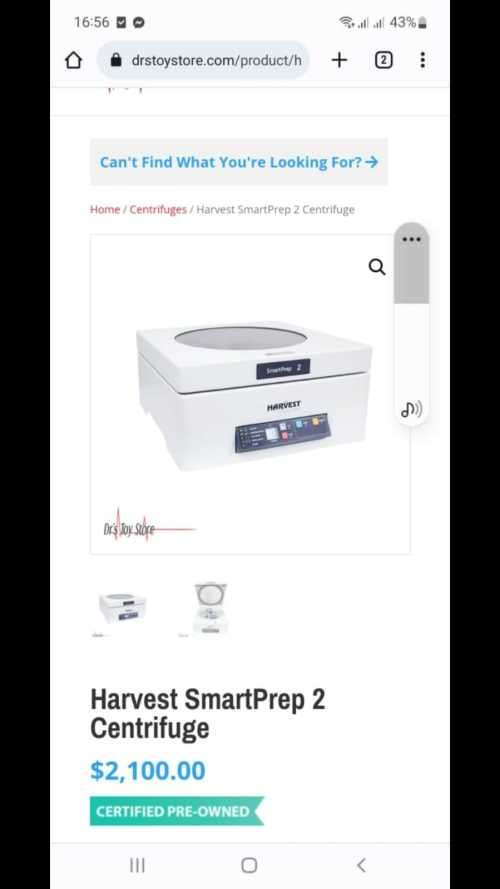 Harvest smartprep 2 centrifudge