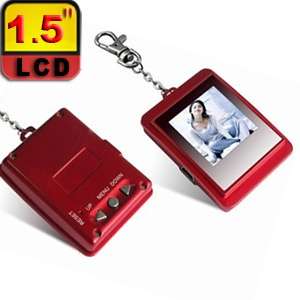 1.5inch LCD Digital Photo Frame Keychain with Clock Red