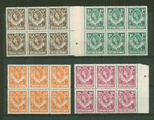 NORTHERN RHODESIA-QEII FOUR SUPERB UMM BLOCKS OF 6