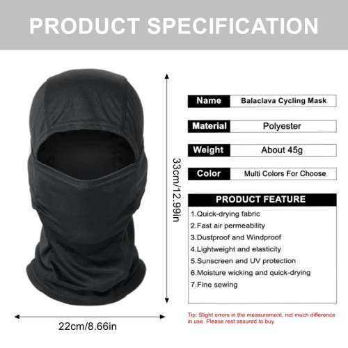 Outdoor Balaclava Mask For Military Security Hunting Biking Hiking Sports
