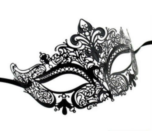 Black Laser Cut Light Weight Metal Alloy Masquerade Ball Mask