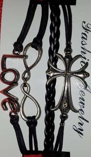 BLACK INFINITY BRACELET CROSS LOVE