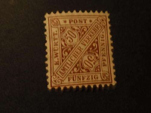 ONE WURTTEMBERG UNUSED OFFICIAL STAMP 1881 CATALOGUE VALUE  R1800.00