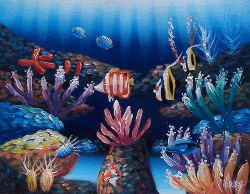Reef fish by Morley. Oil on canvas.