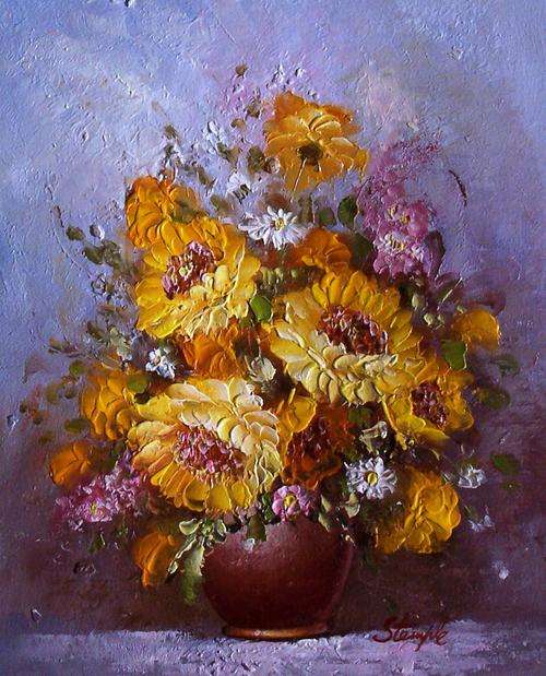 Sunflowers by Stemple. Oil on canvas.