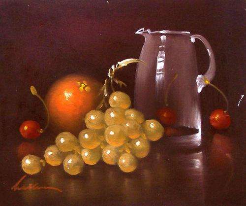 Still life with pots  by Wallace. Oil on canvas.