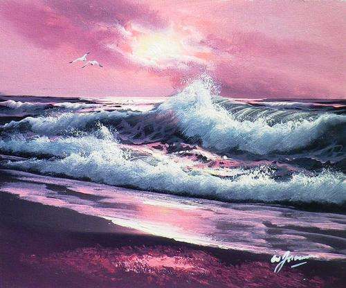 The sea by W Jameson. Oil on canvas.