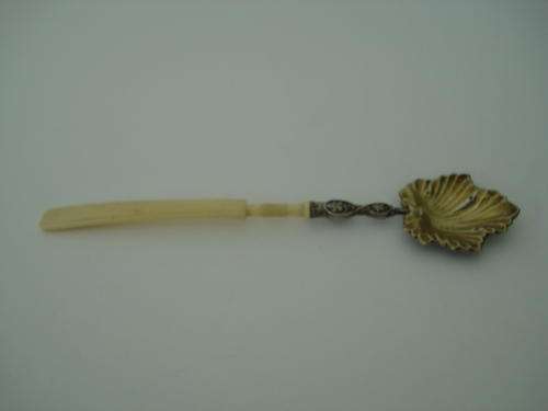 An Empire Sugar Spoon with Ivory Handle, 13 Loth / 812 of 1000 / .