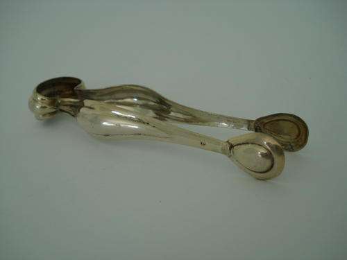 Austrian Silver Biedermeier Sugar Tongs ca 1880-90, 800 silver.