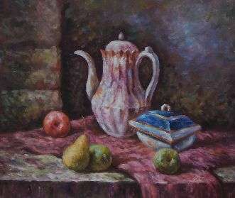 Still life by W Adam. .. Oil painting 60 x 50 cm.
