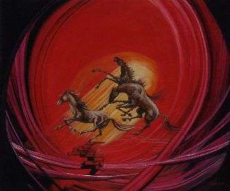 Circle of fire , oil on canvas signed Anderson. Free delivery.