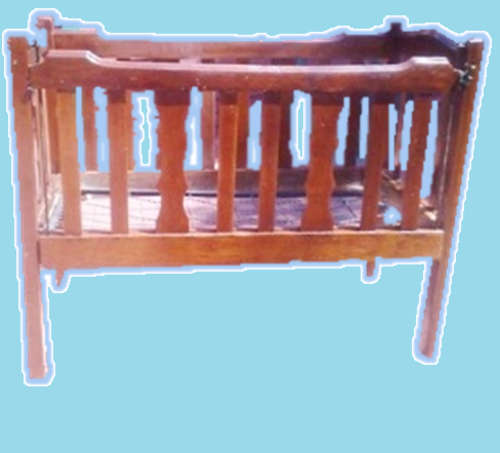 Old cot in rhodesian teak with slide down side !!!