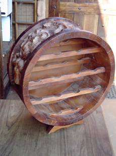 Wine rack with the BIG 5 carved out around the sides