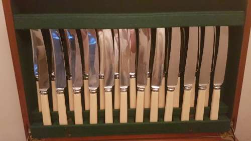 Vintage Sheffield Bone Handle Cutlery Set 102pc in Original Display Box