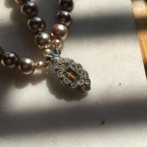 Antique 3 strand  Black pearl choker