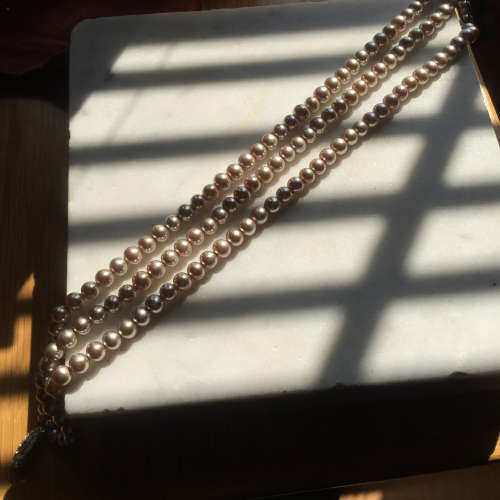 Antique 3 strand  Black pearl choker