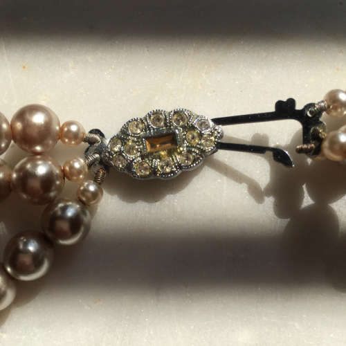 Antique 3 strand  Black pearl choker