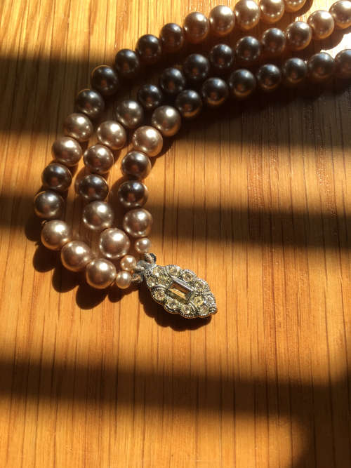 Antique 3 strand  Black pearl choker