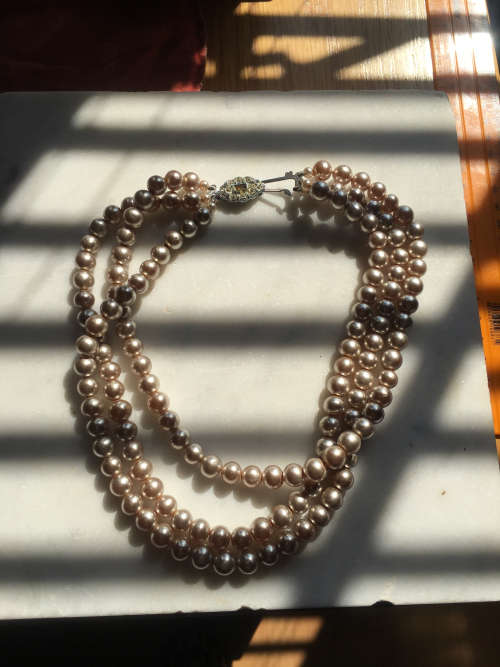 Antique 3 strand  Black pearl choker