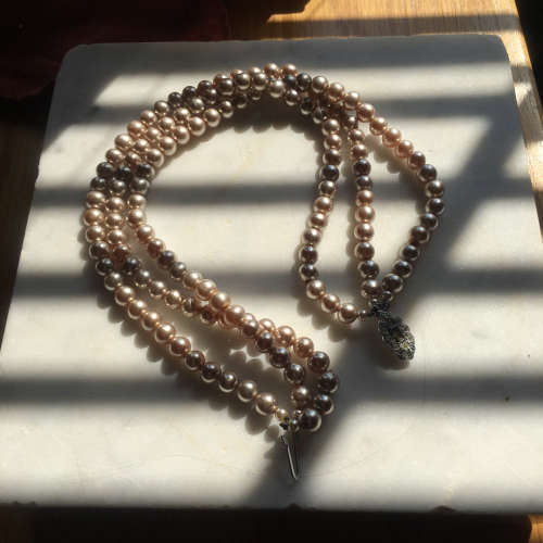 Antique 3 strand  Black pearl choker