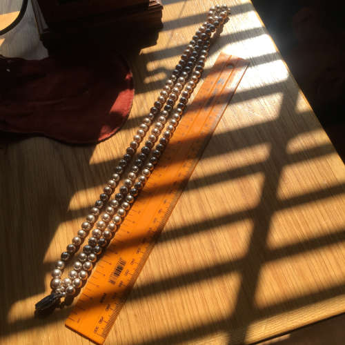 Antique 3 strand  Black pearl choker