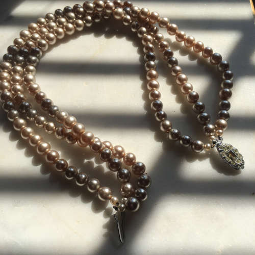 Antique 3 strand  Black pearl choker